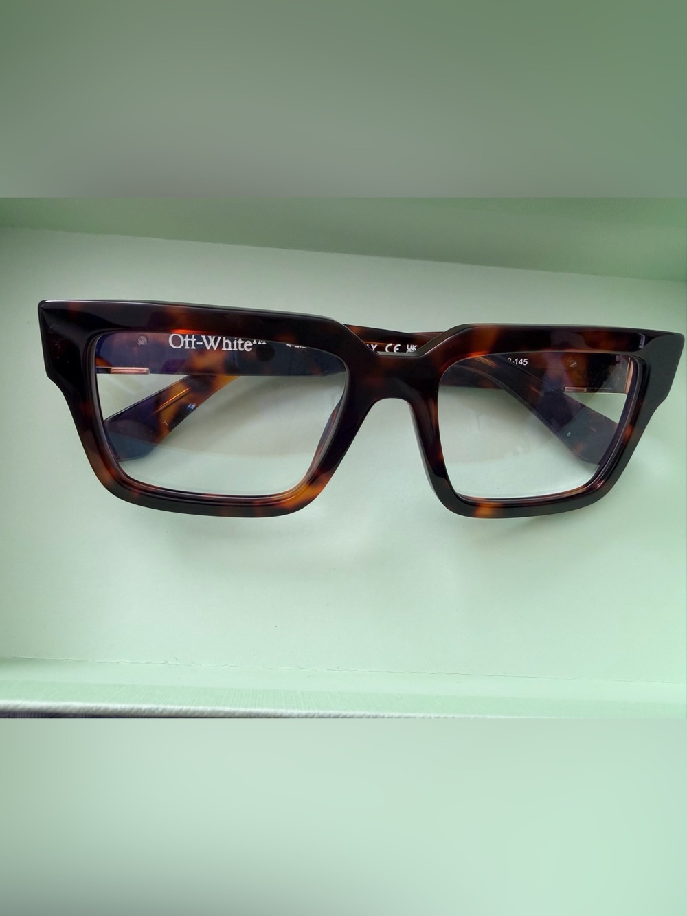 Off-White Brown Tortoiseshell Square Acetate Glasses